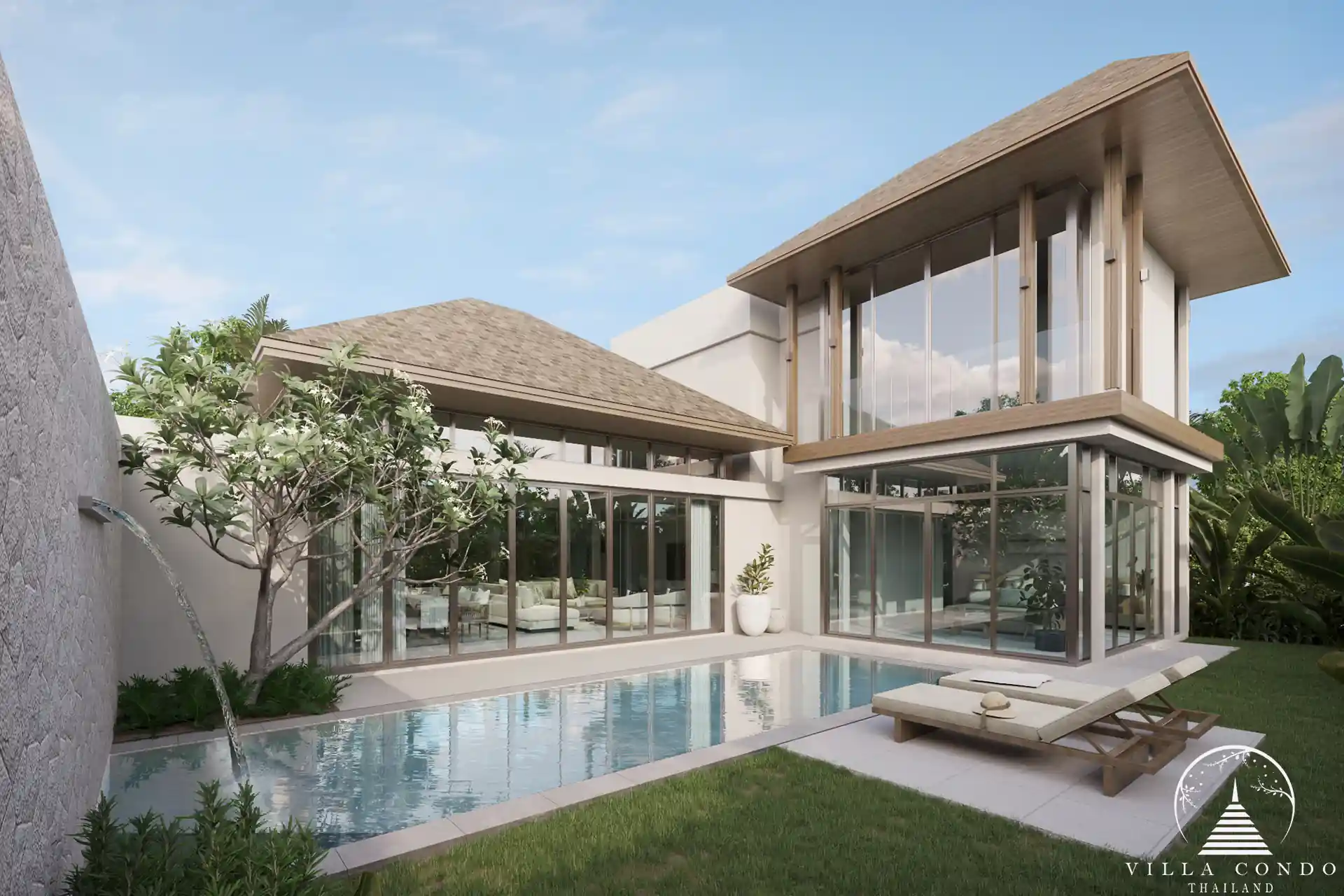 The lush garden area at QAV Residence with tropical landscaping.