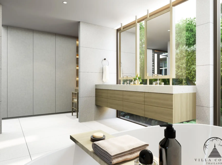 Modern bathroom in QAV Residence with high-end fixtures.