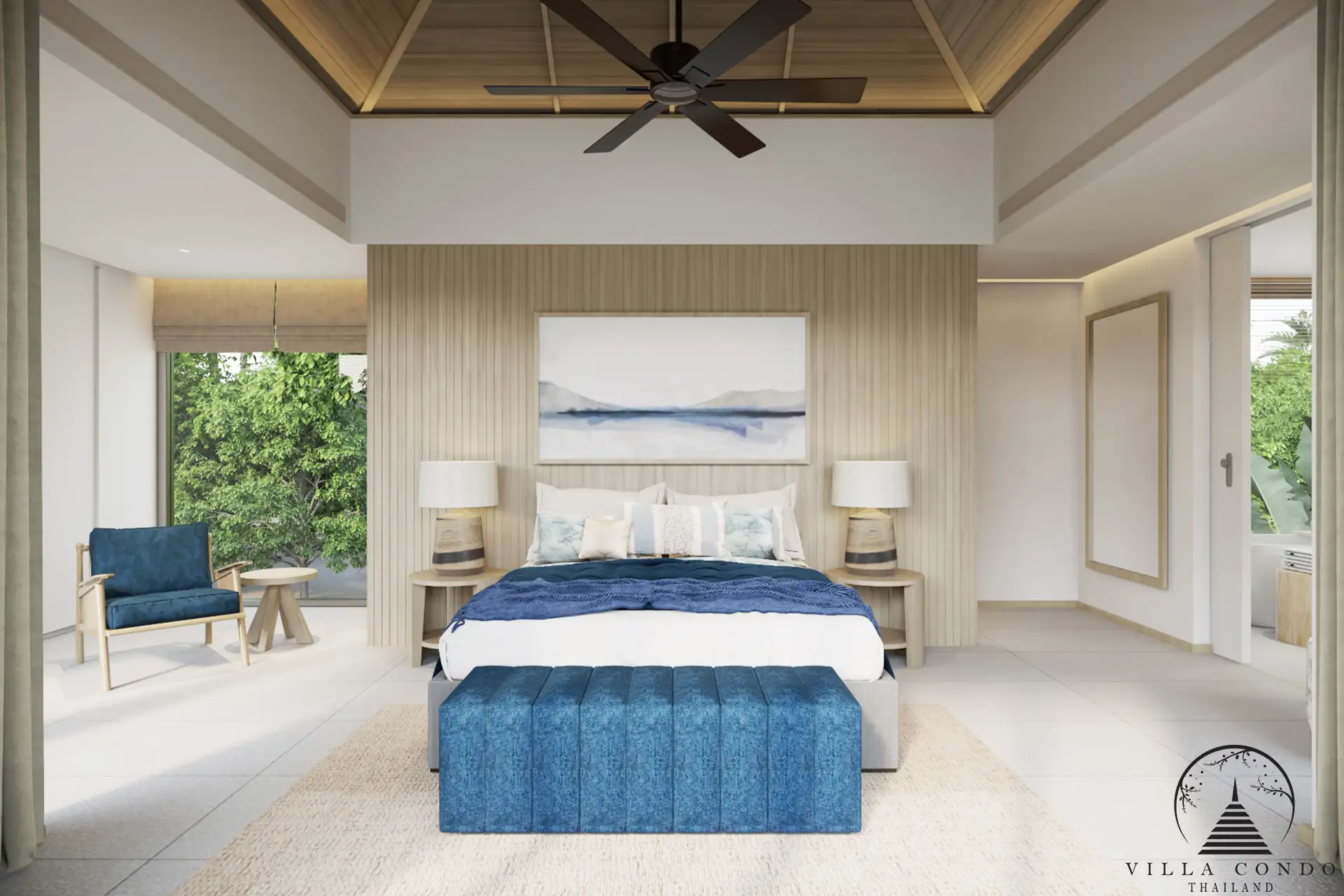 A luxurious bedroom in QAV Residence with modern furnishings.