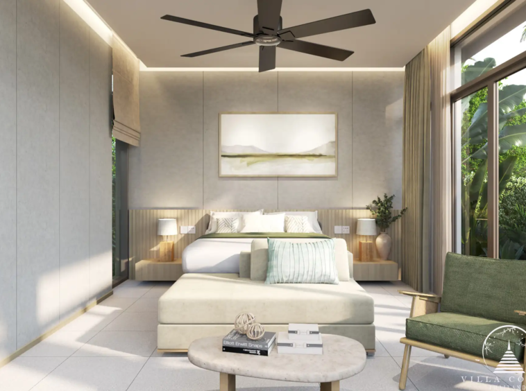 A luxurious bedroom in QAV Residence with modern furnishings.