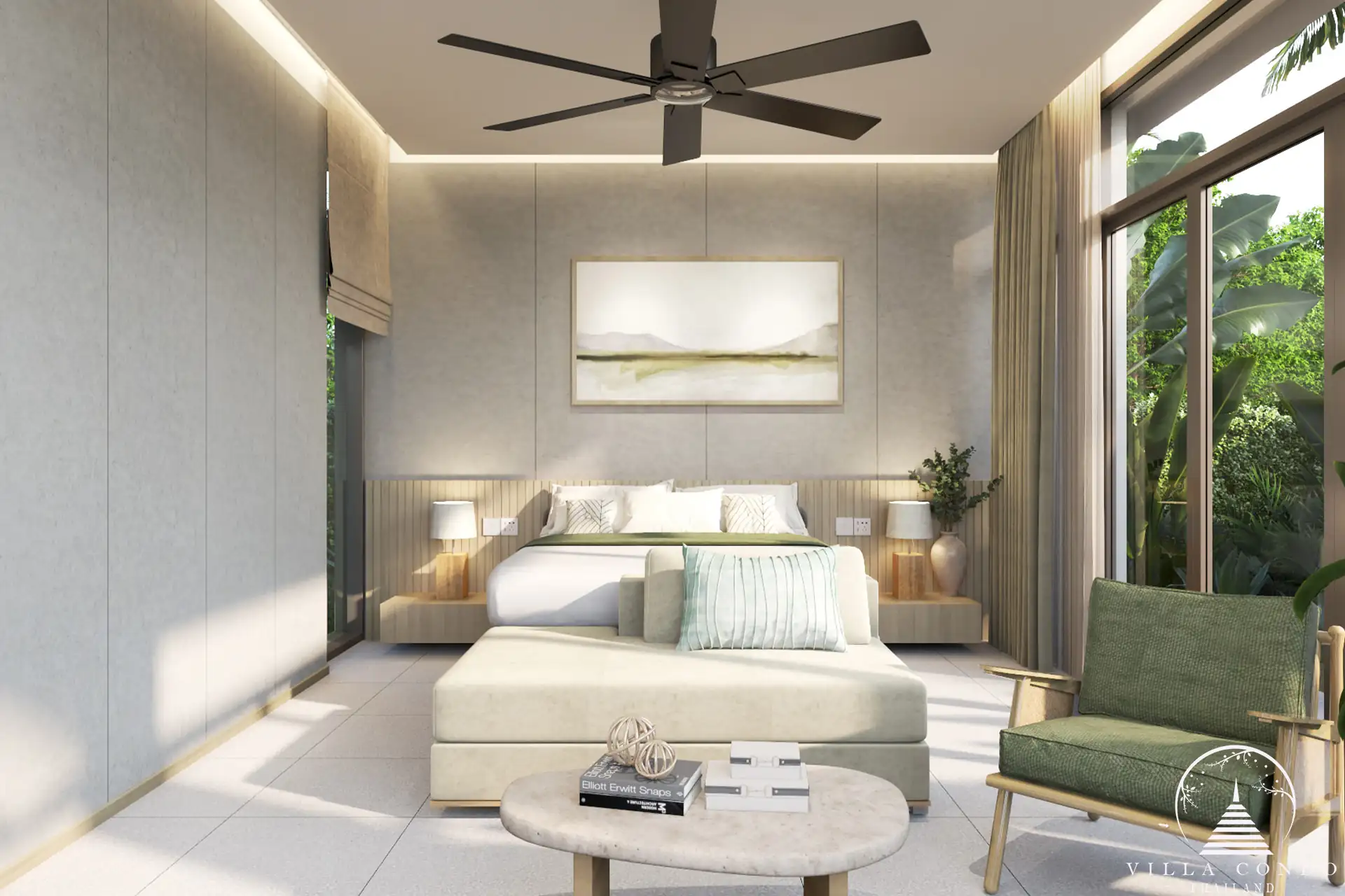 A luxurious bedroom in QAV Residence with modern furnishings.