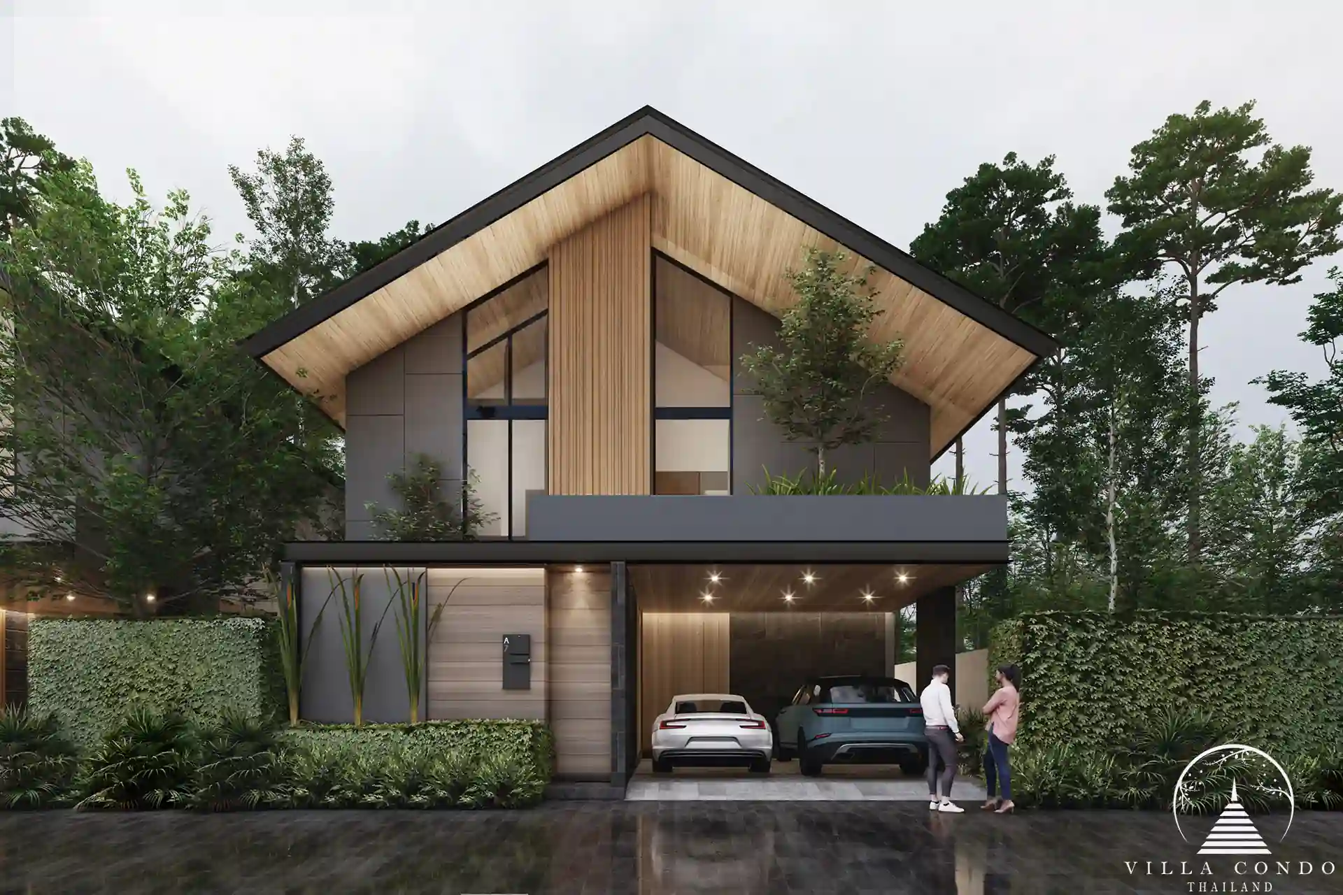 Rainpalm Villas Exterior Modern tropical villa exterior with private pool and garden.