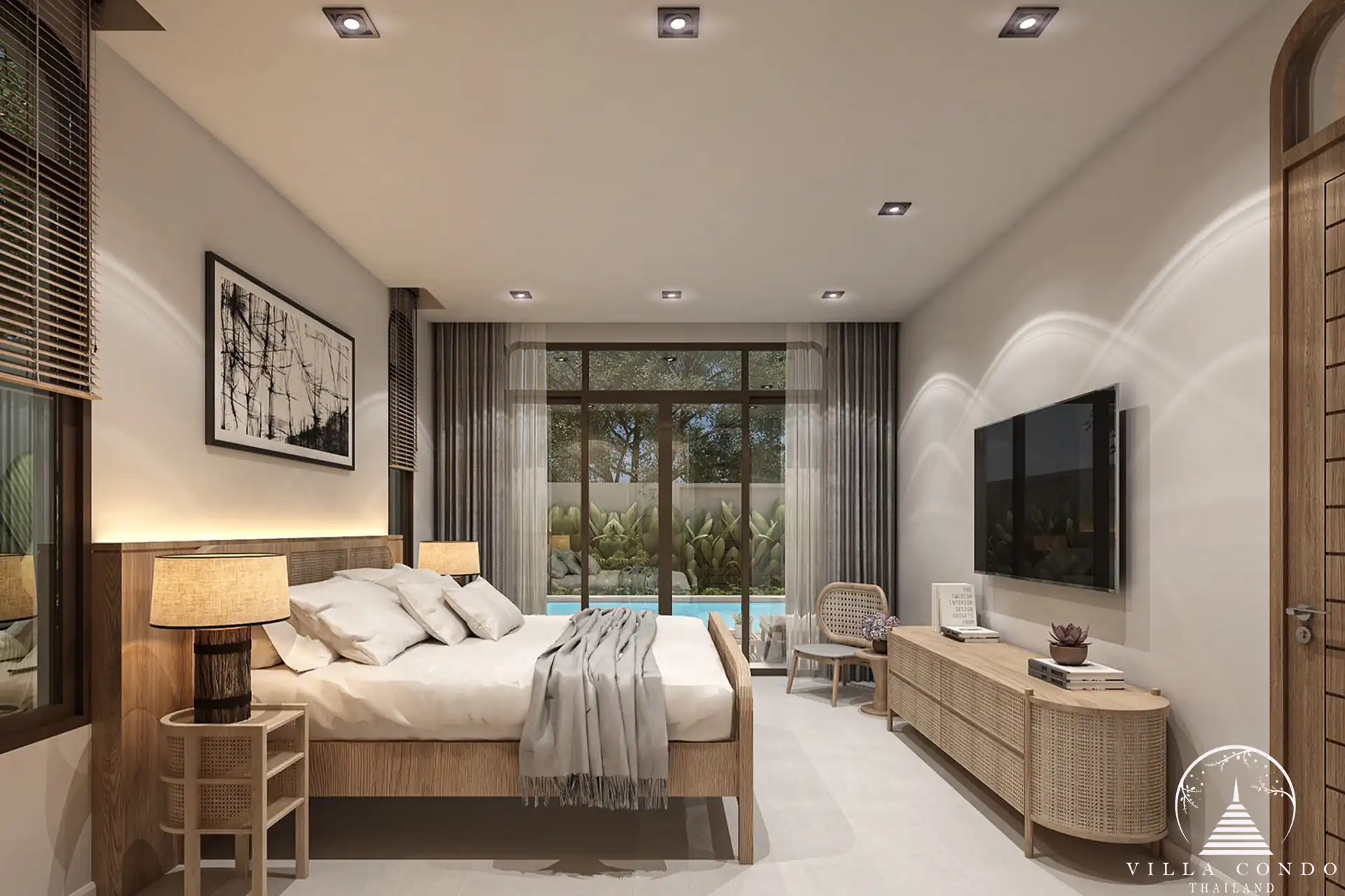 Spacious bedroom in Rungtiva Luxury Villas.