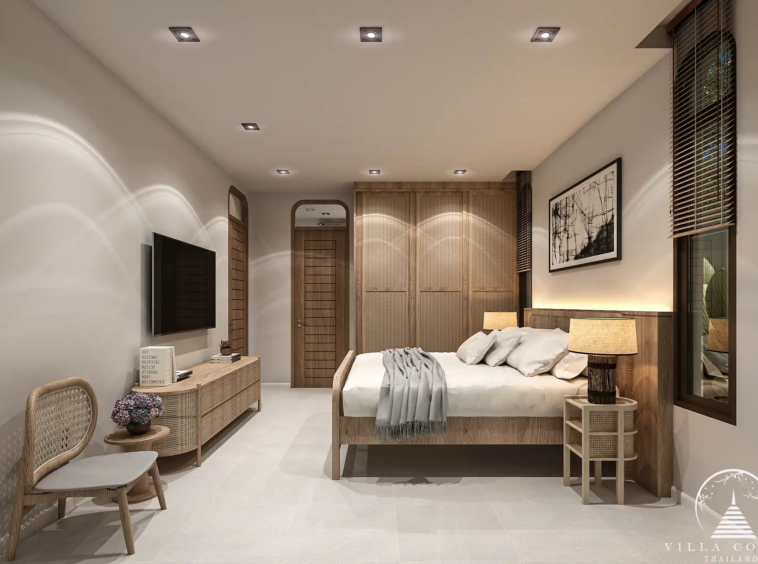 Spacious bedroom in Rungtiva Luxury Villas.