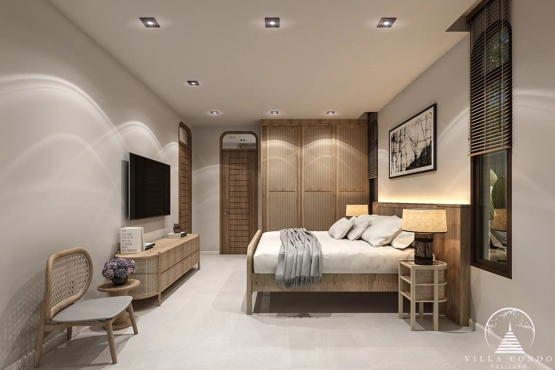 Spacious bedroom in Rungtiva Luxury Villas.
