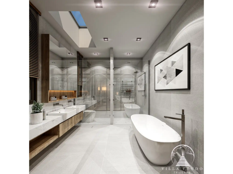 Elegant master bathroom at Rungtiva Luxury Villas.