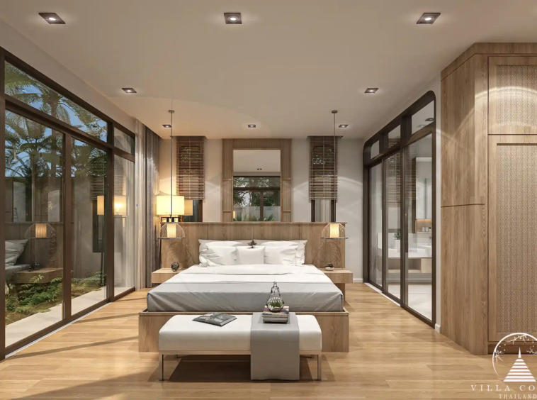 Luxurious master bedroom at Rungtiva Luxury Villas.