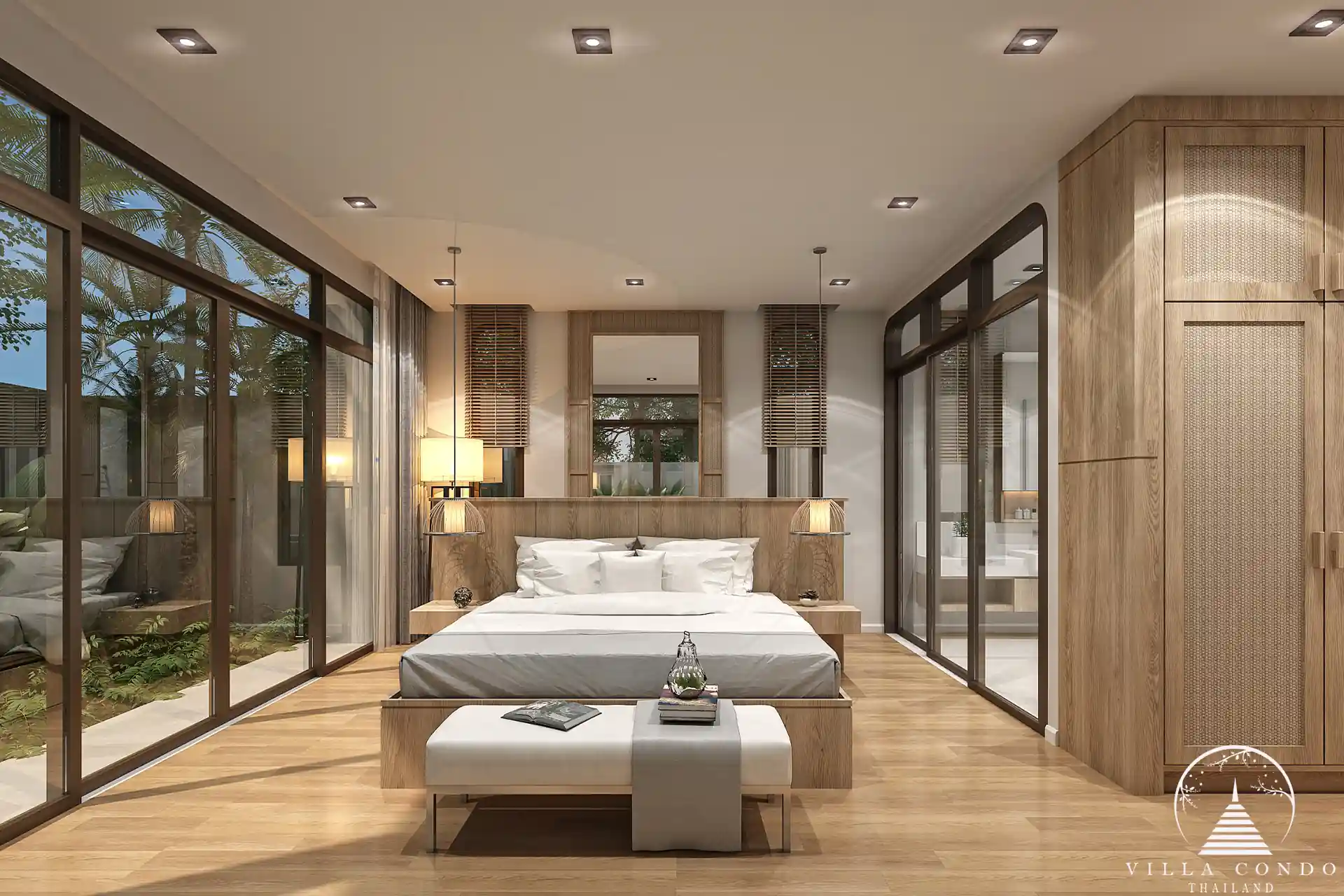 Luxurious master bedroom at Rungtiva Luxury Villas.