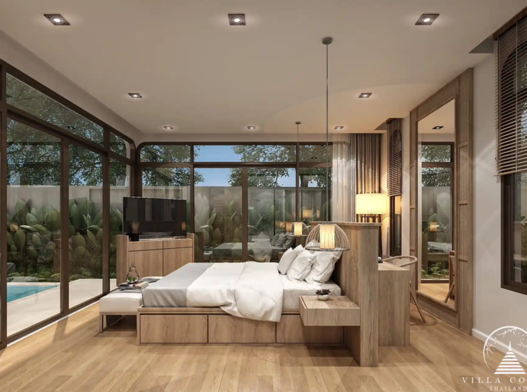 Luxurious master bedroom at Rungtiva Luxury Villas.
