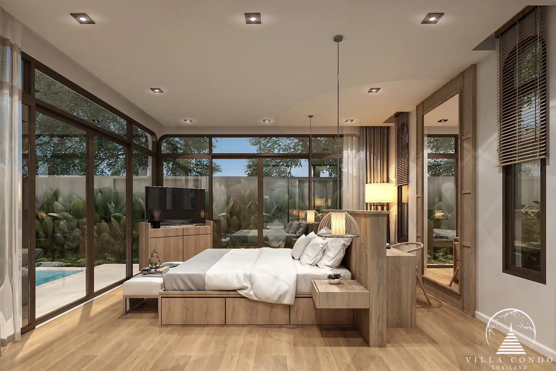 Luxurious master bedroom at Rungtiva Luxury Villas.
