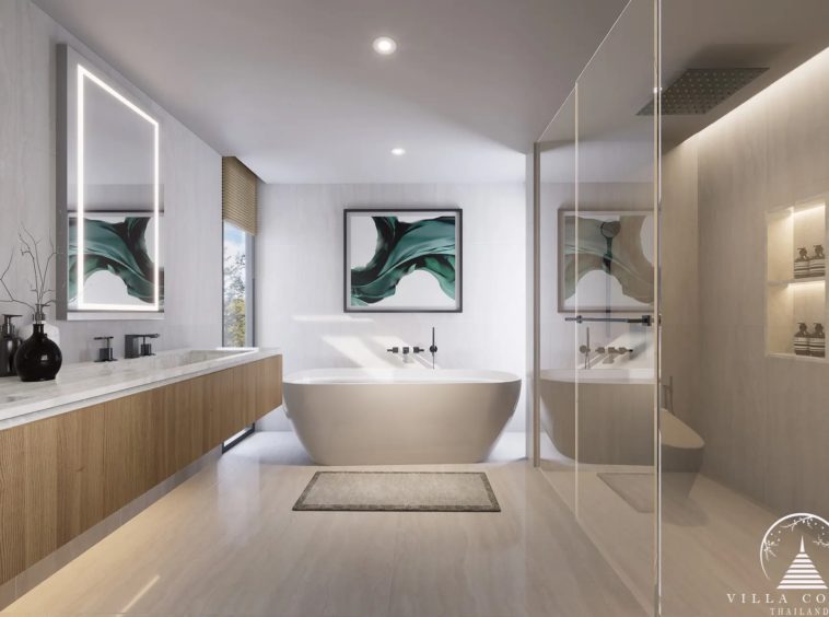 Modern bathroom in Serene Raya Villas.