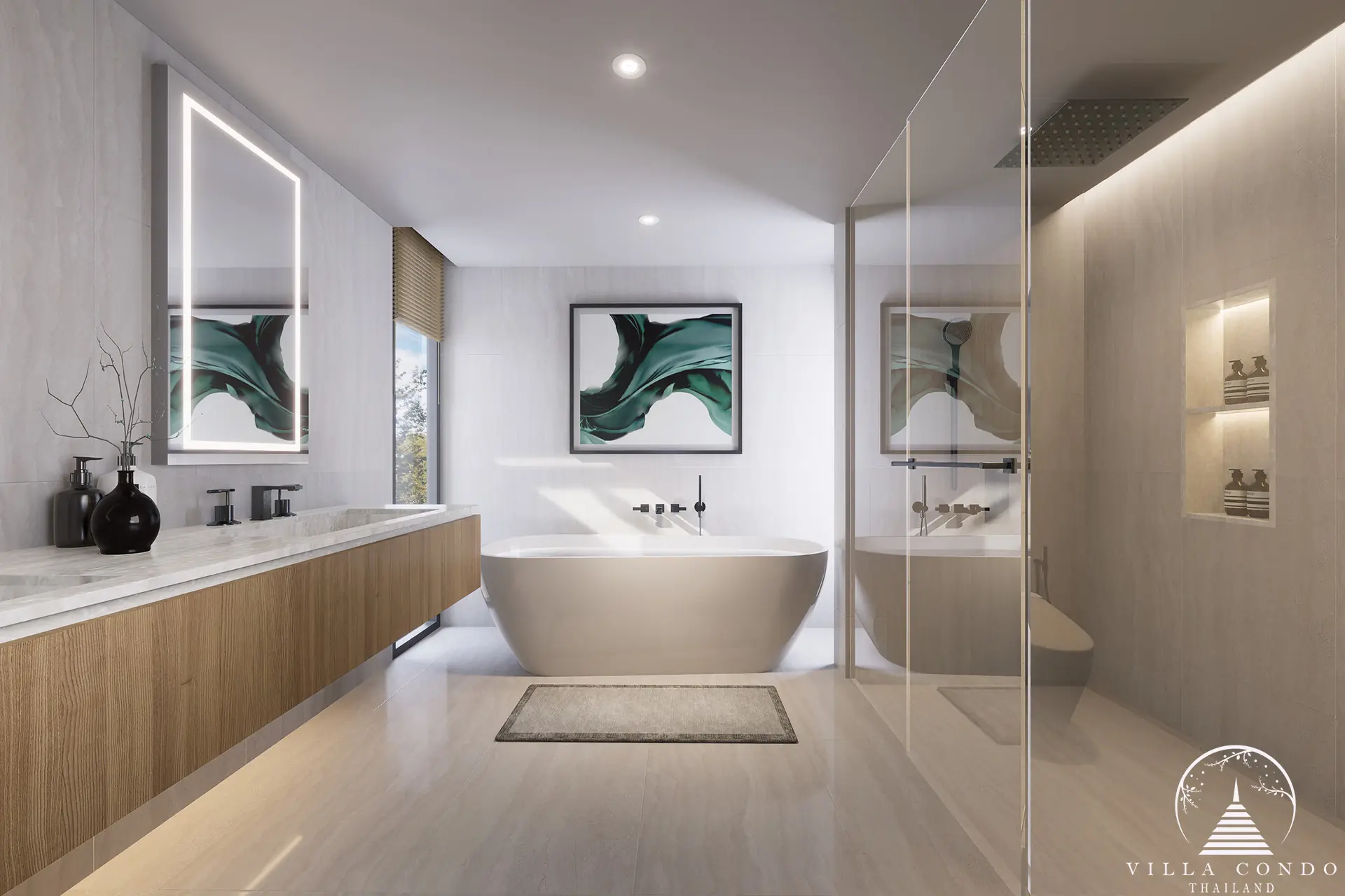 Modern bathroom in Serene Raya Villas.