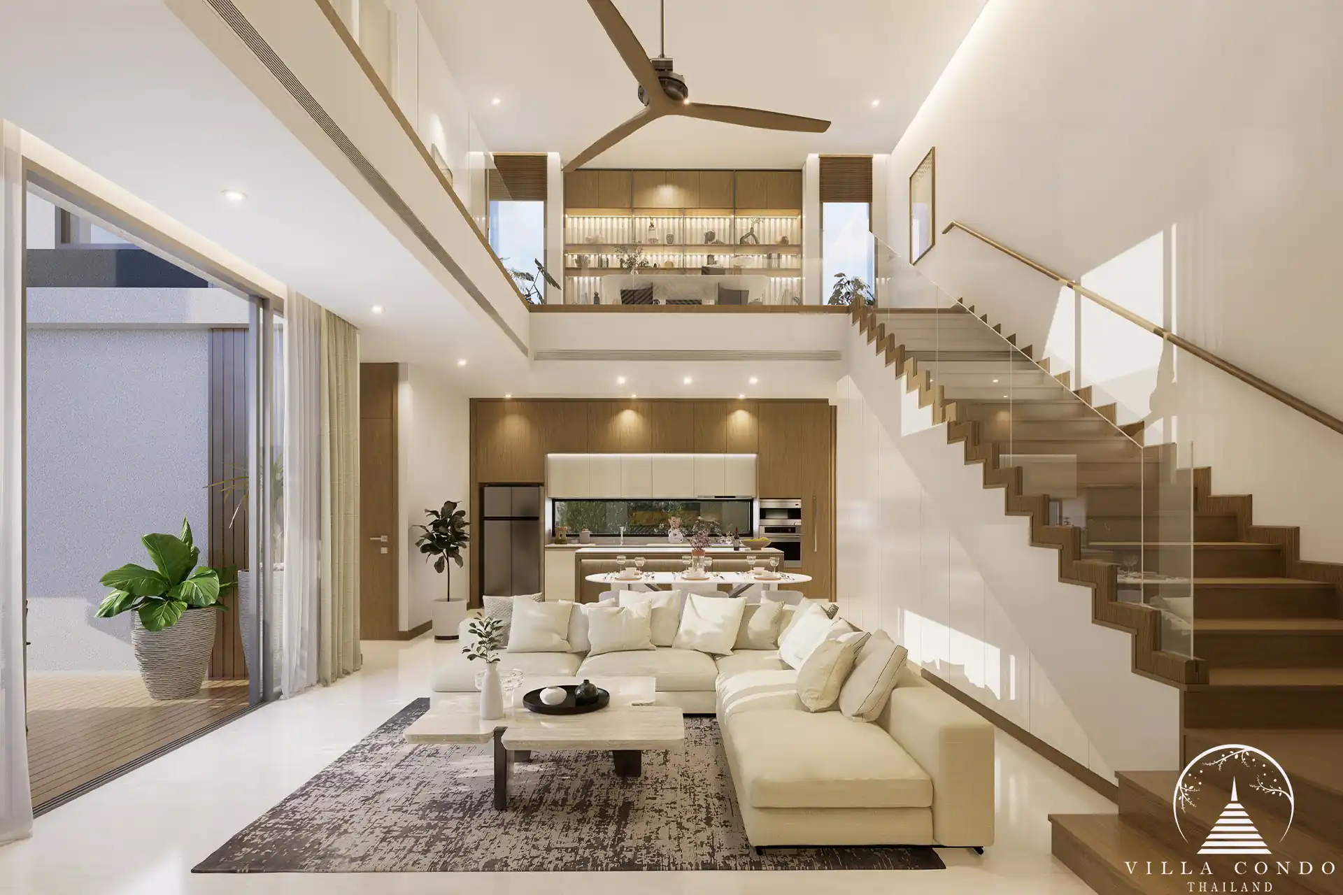 Living area in Serene Raya Villas.