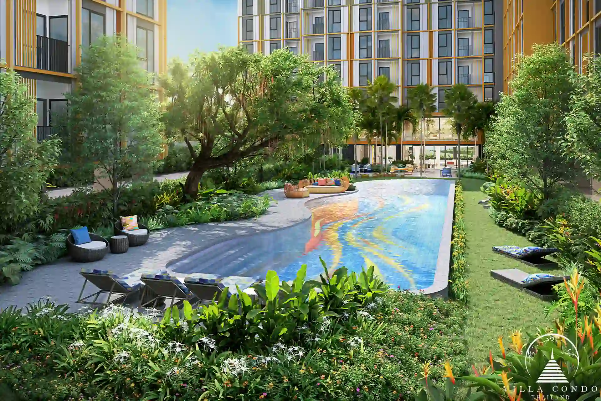 Inviting common pool area at The Base Rise.