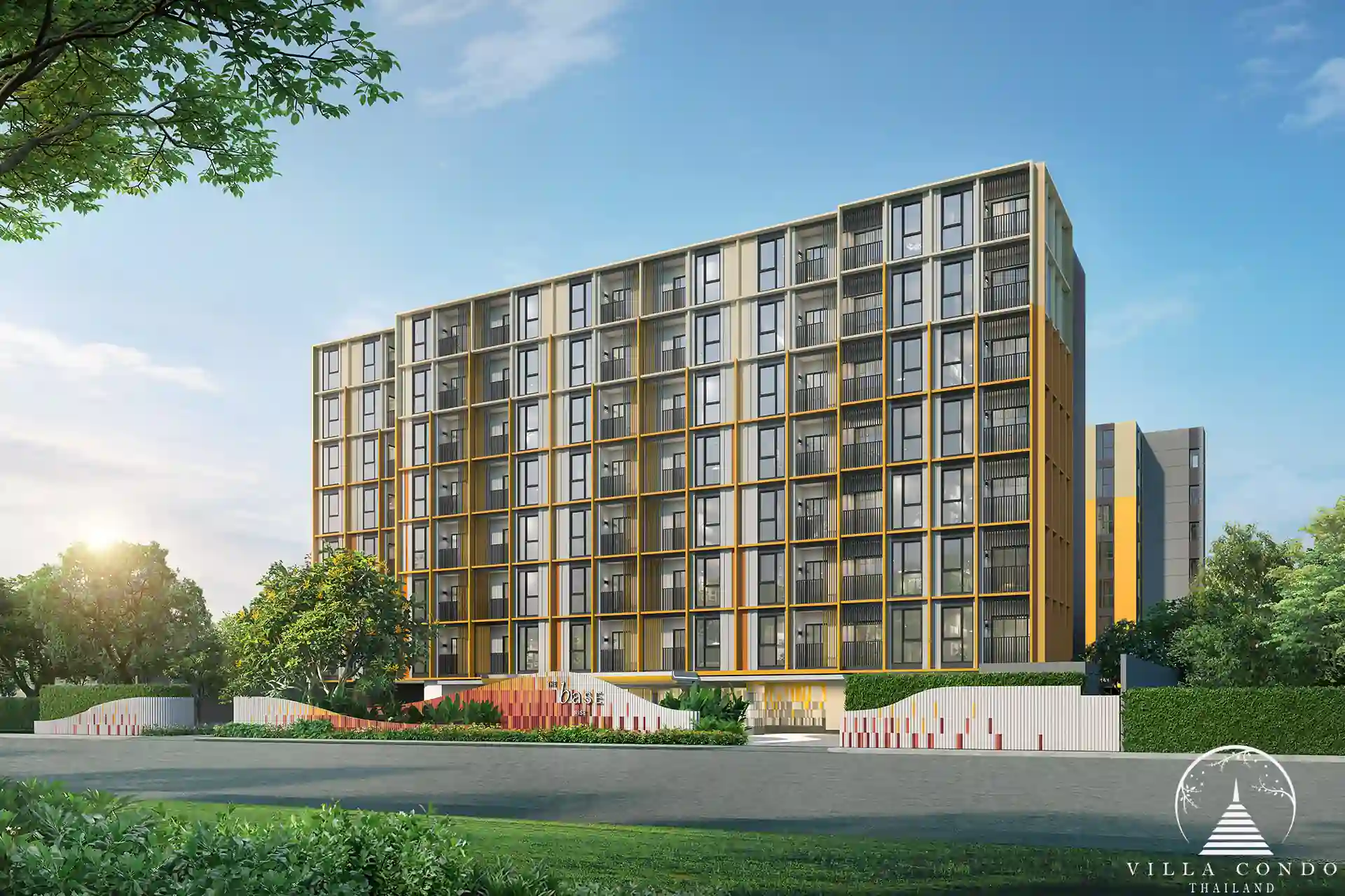 Exterior view of The Base Rise showcasing its modern design.