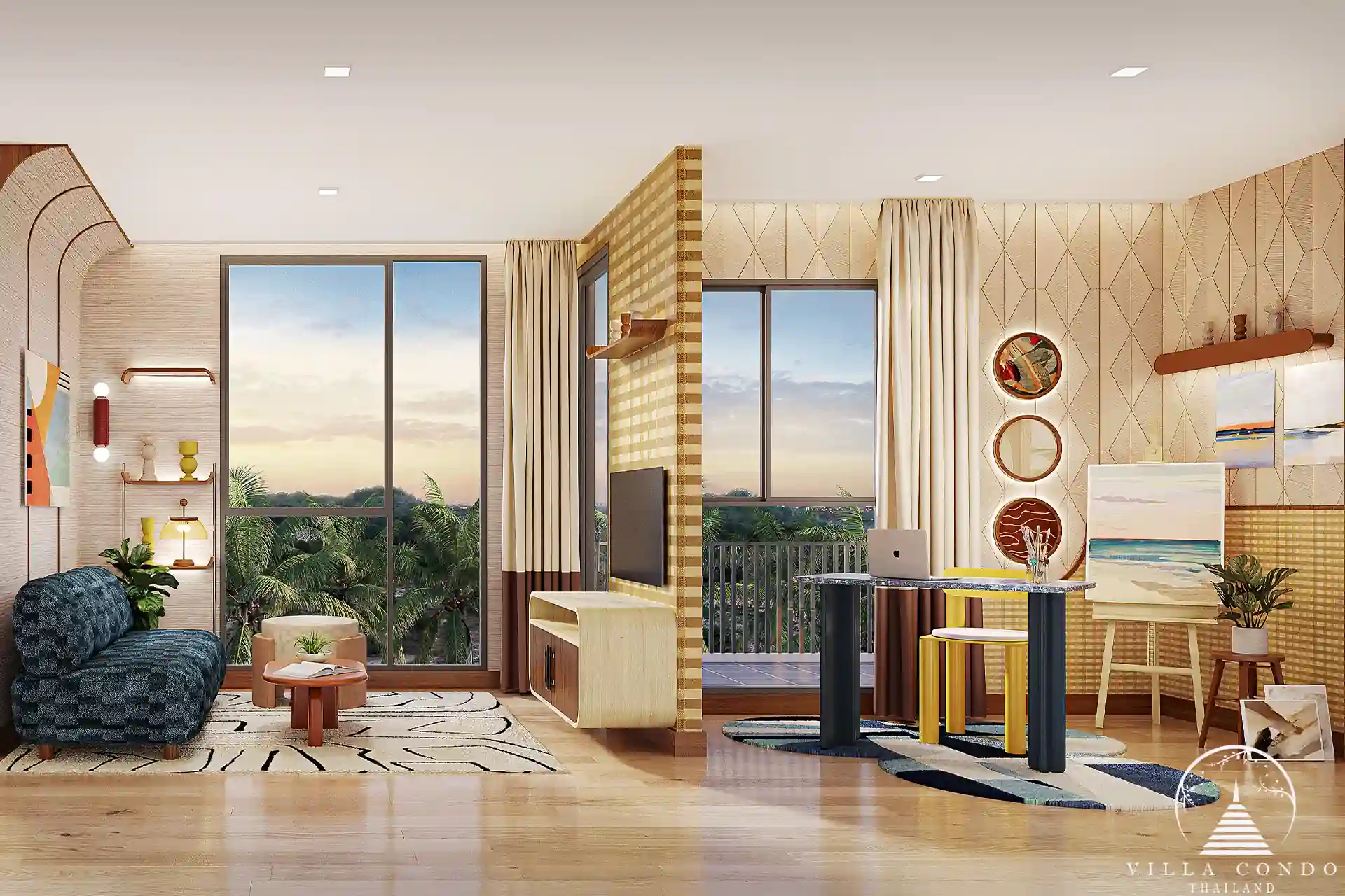 Cozy living area with elegant furnishings at The Base Rise.