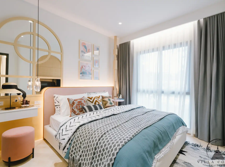 Luxurious master bedroom with elegant decor.