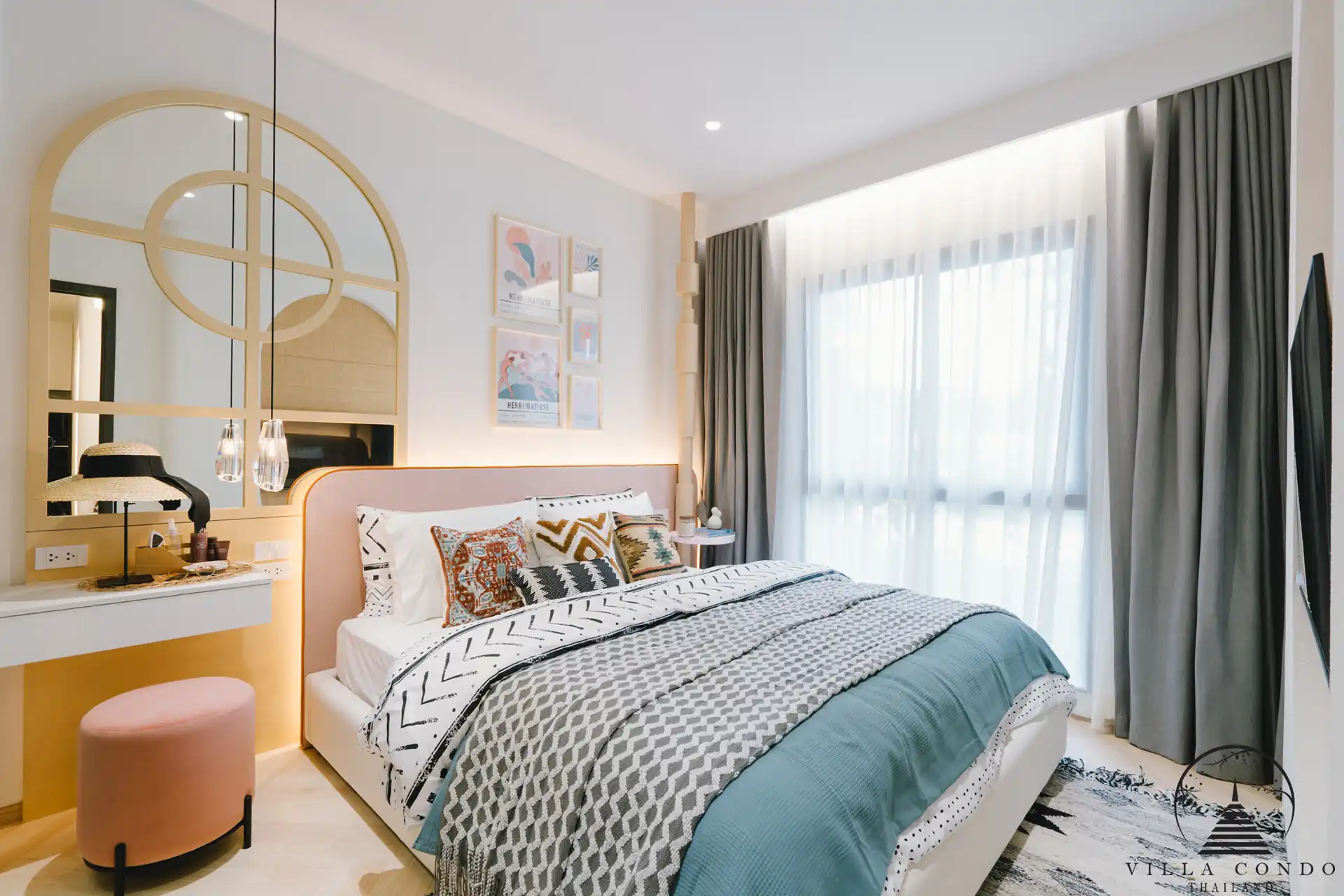 Luxurious master bedroom with elegant decor.