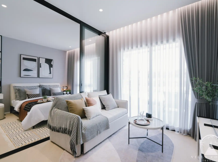 Spacious living area with comfortable seating and modern decor.