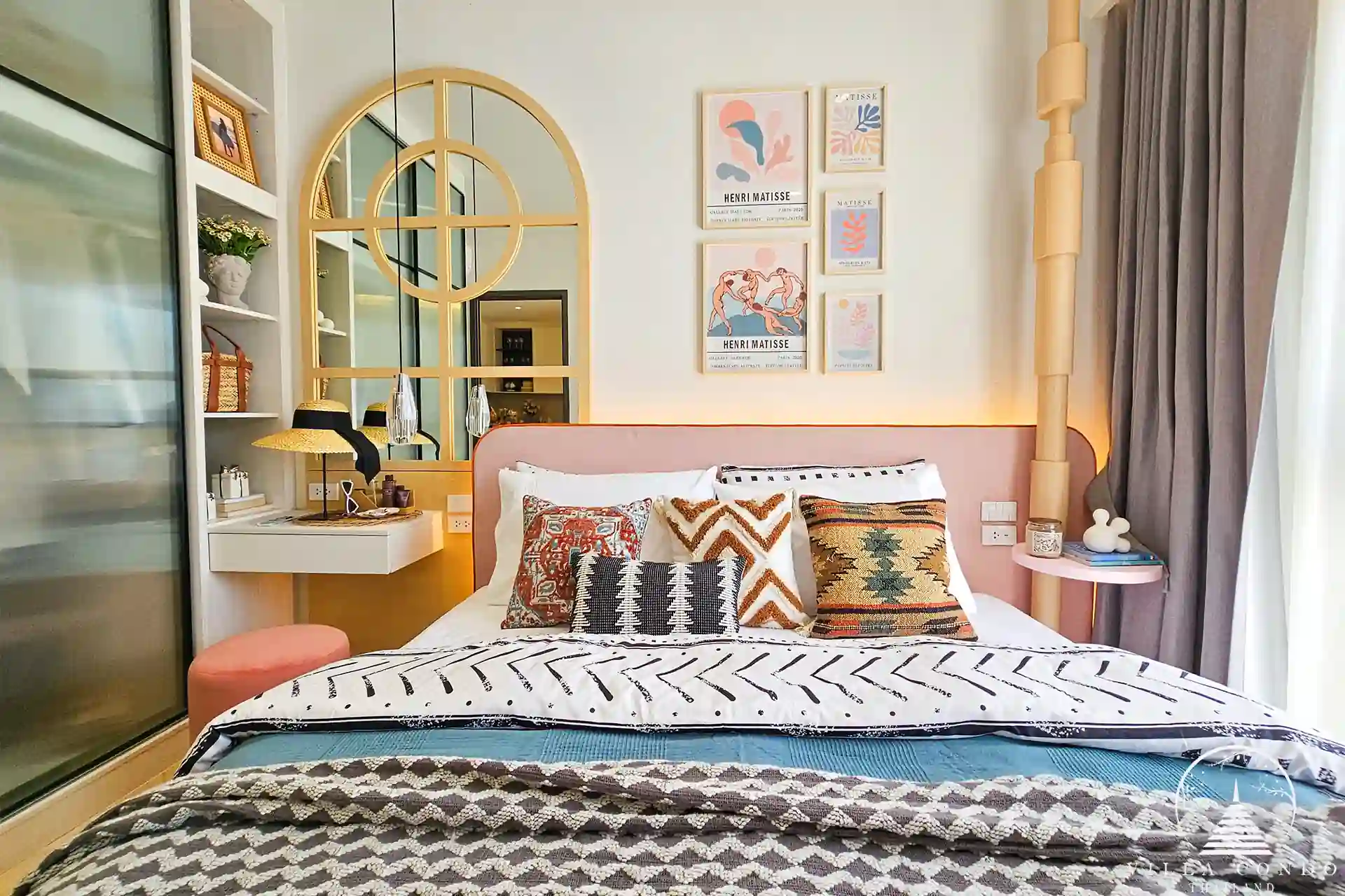 Luxurious master bedroom with elegant decor.