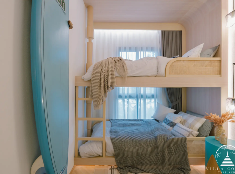 Spacious bedroom with elegant furnishings and decor.