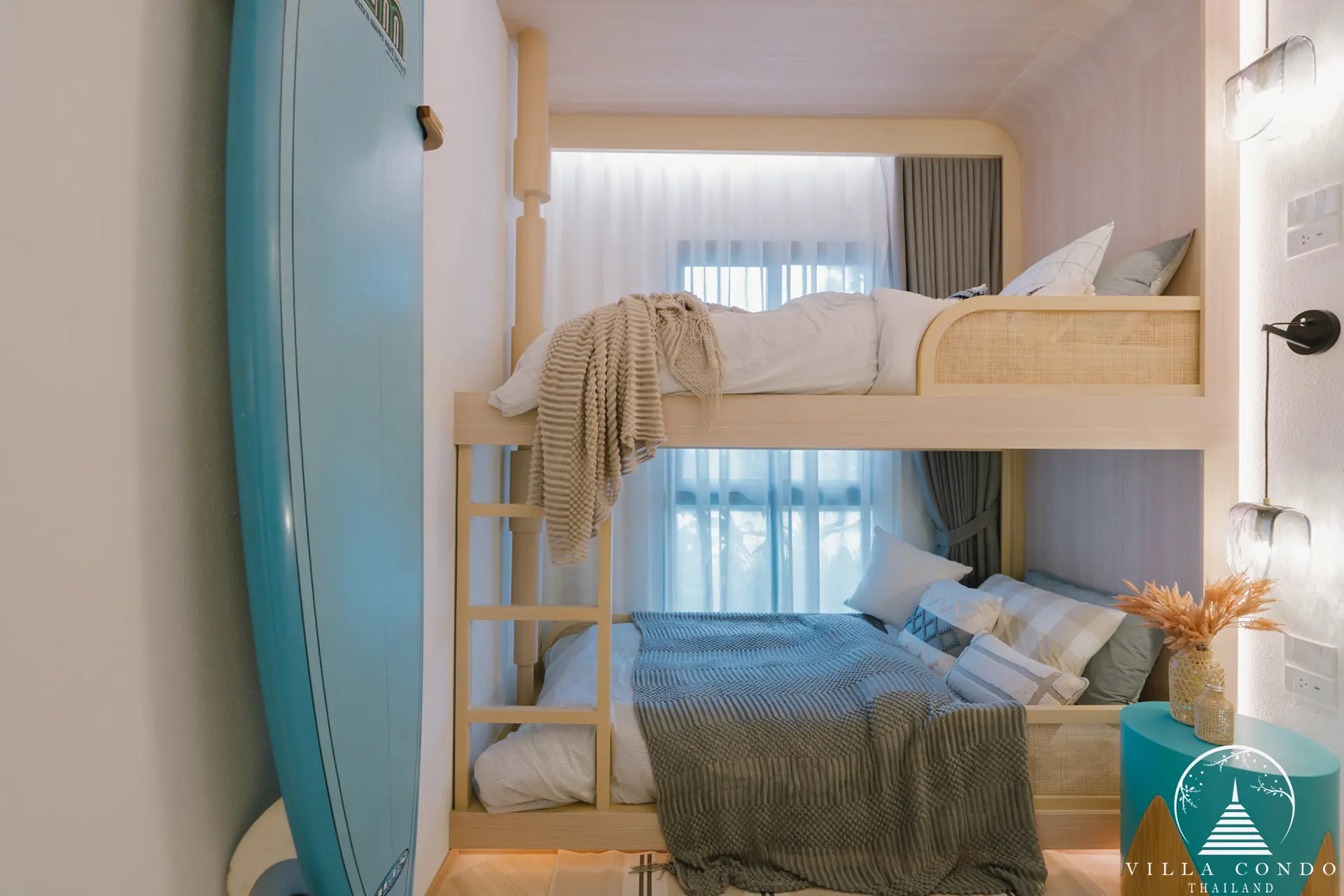 Spacious bedroom with elegant furnishings and decor.