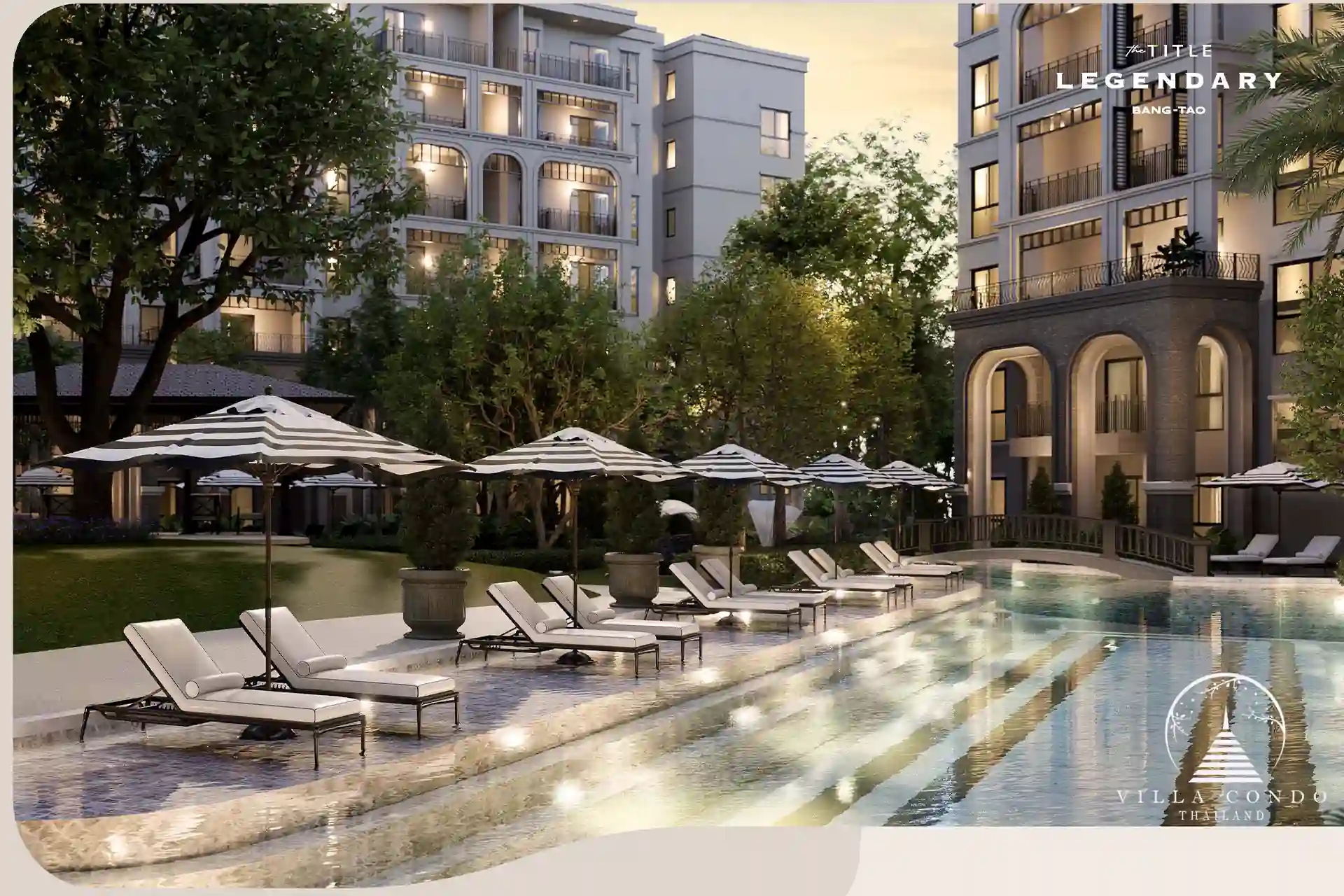 Inviting common pool area with comfortable lounge chairs.