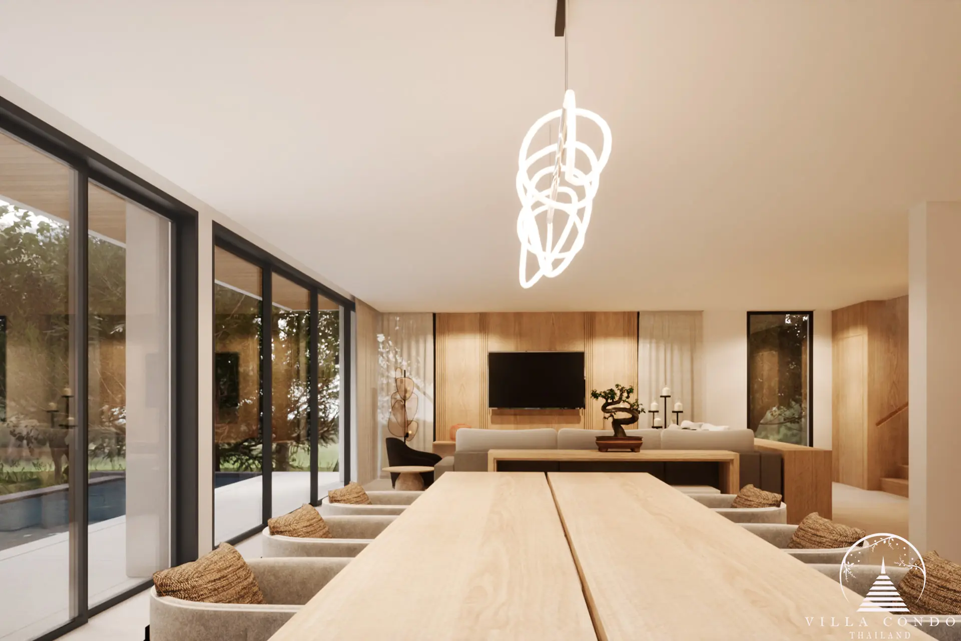 Stylish dining area in Tiara Saku villas in Saku, Phuket