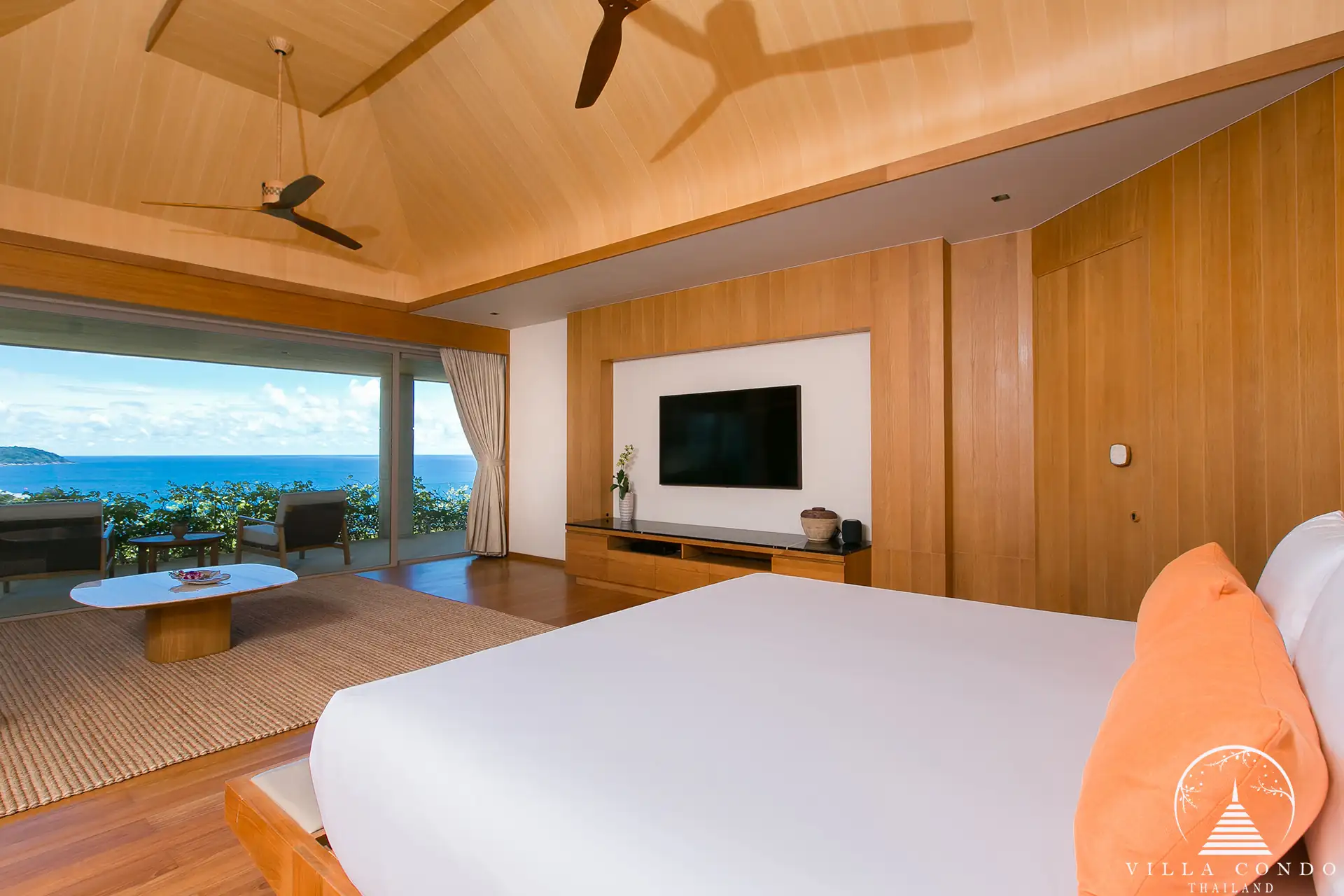 Palatial master bedroom in Villa Cascade Kamala Headland.