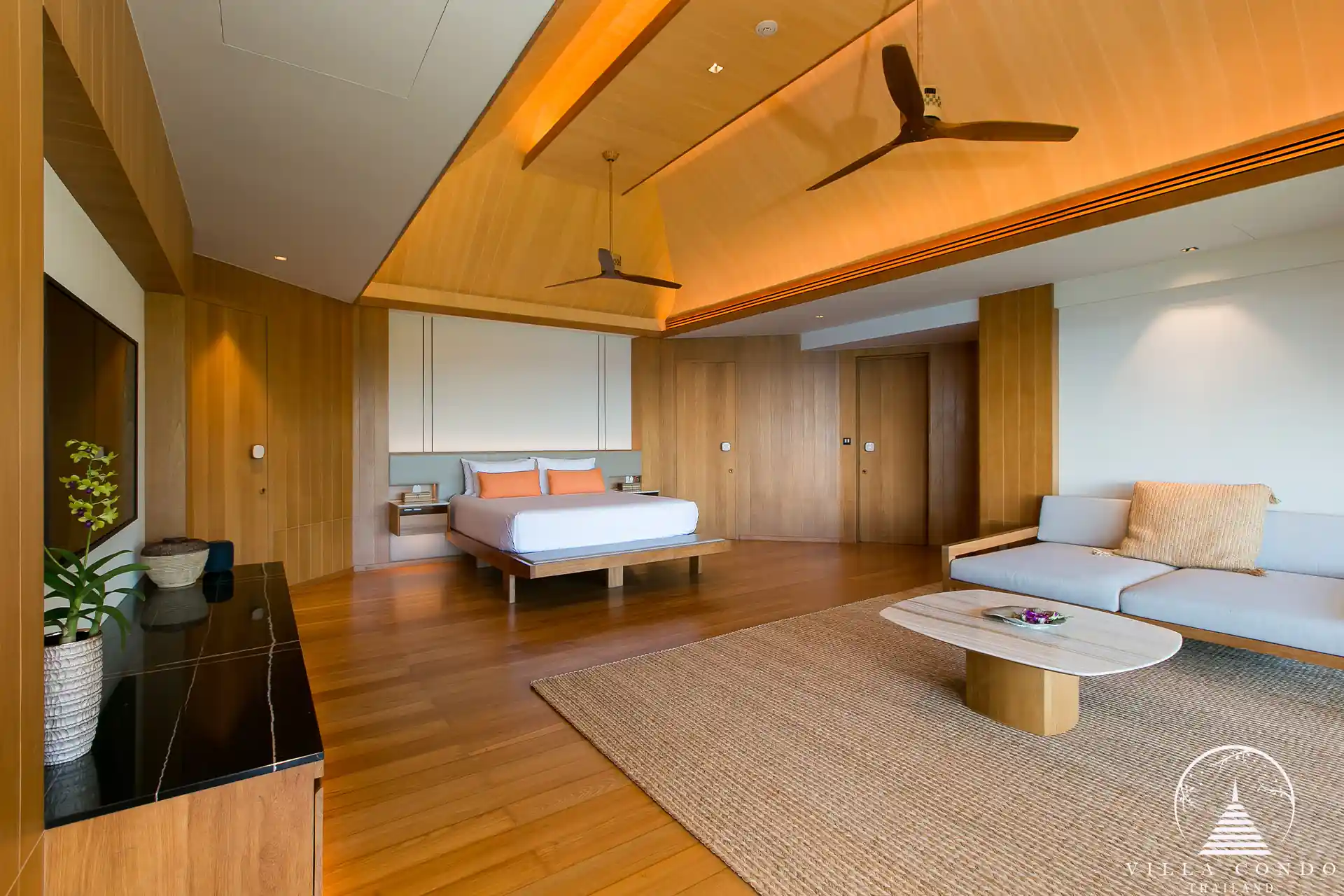Palatial master bedroom in Villa Cascade Kamala Headland.