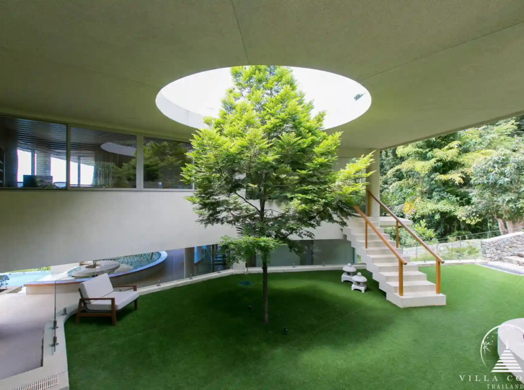 Serene private garden area in Villa Cascade Kamala Headland.