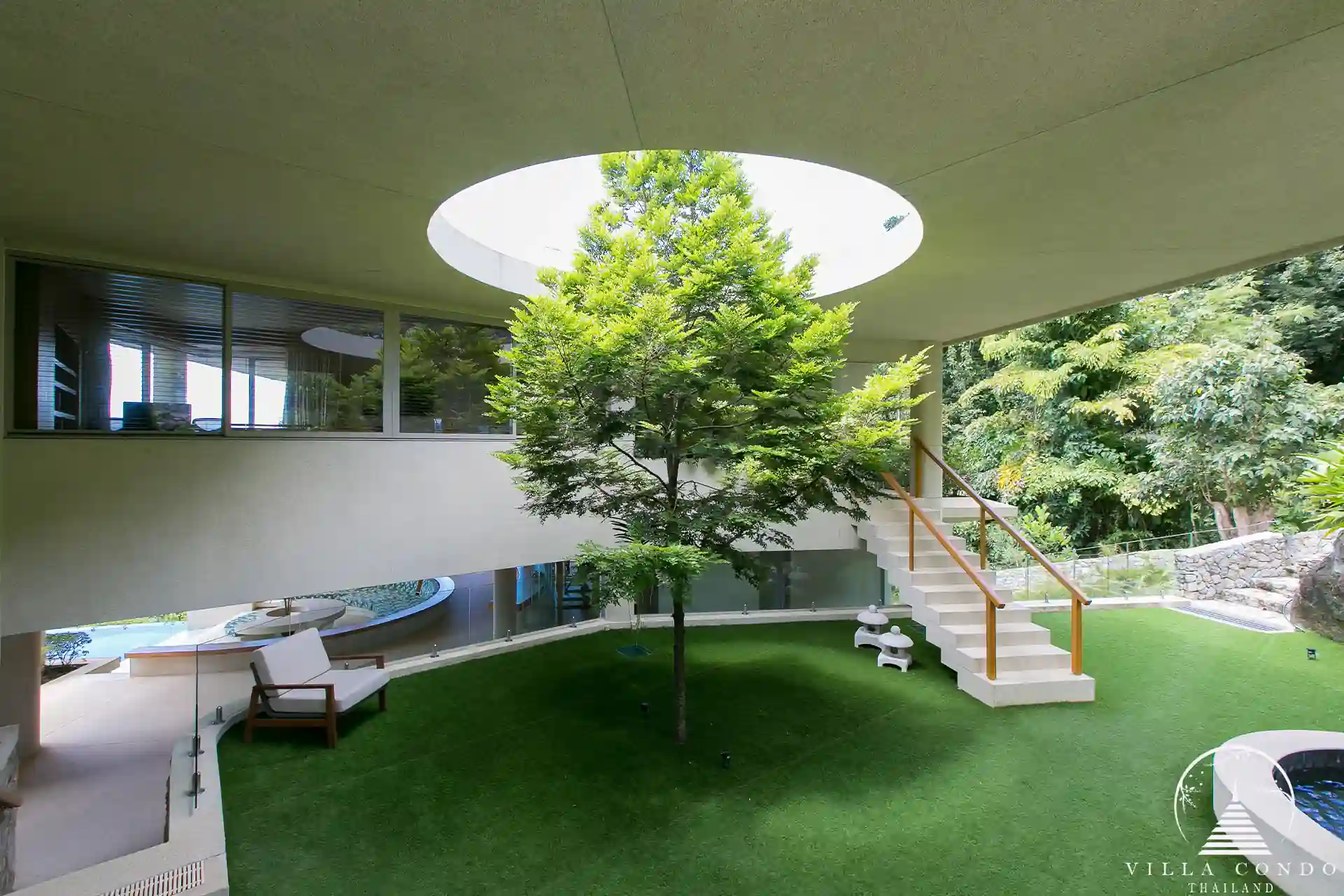 Serene private garden area in Villa Cascade Kamala Headland.