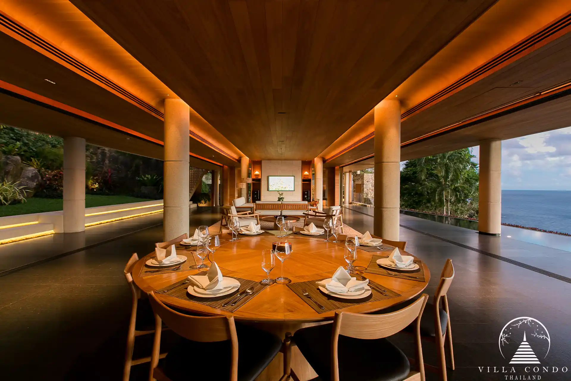 Elegant dining area in Villa Cascade Kamala Headland.