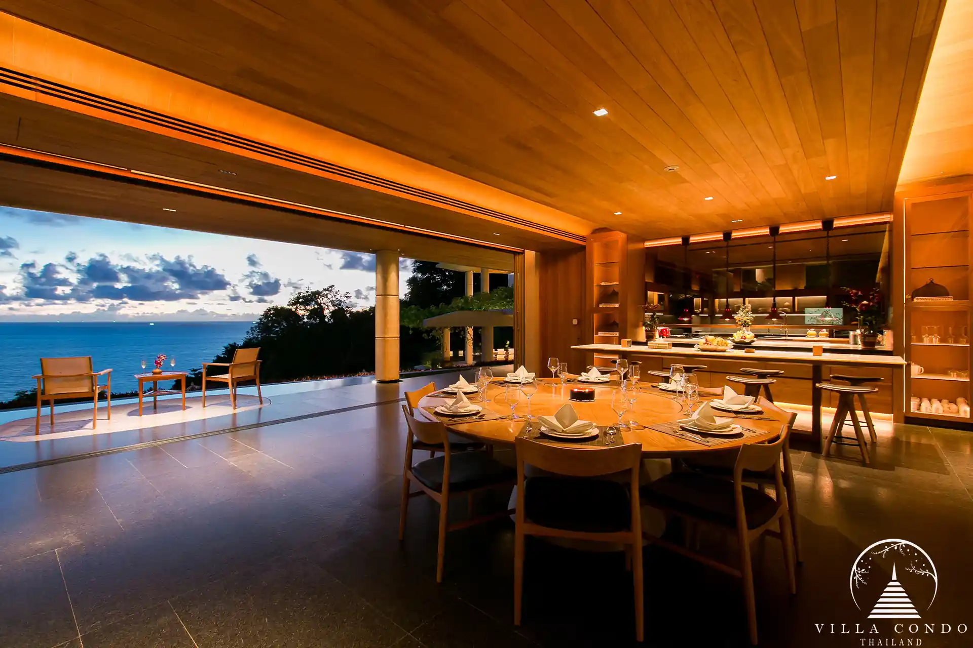 Elegant dining area in Villa Cascade Kamala Headland.