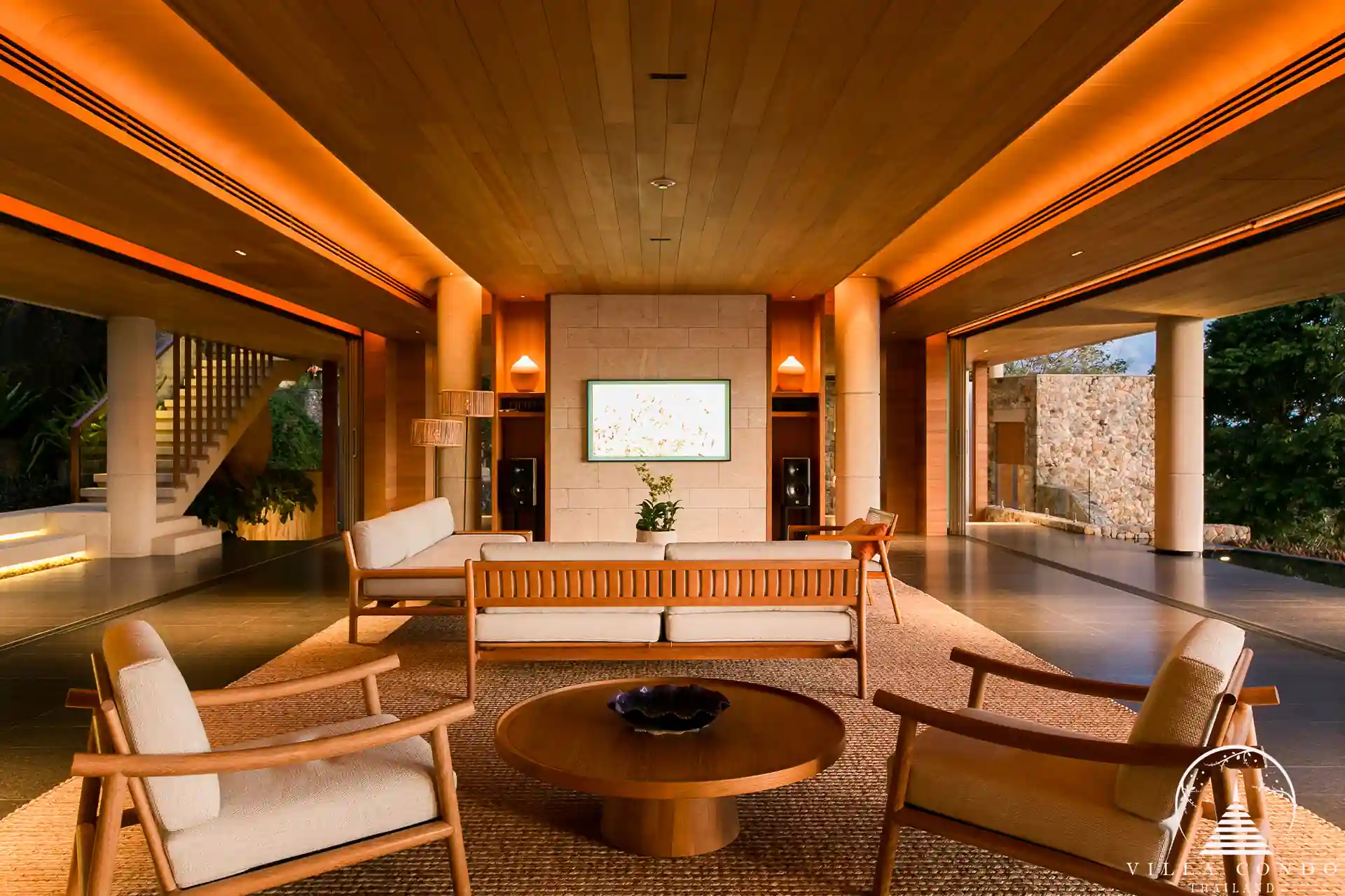 Luxurious interior of Villa Cascade Kamala Headland.