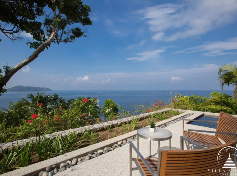 Balcony with sea view at Villa Hale Malia Kamala