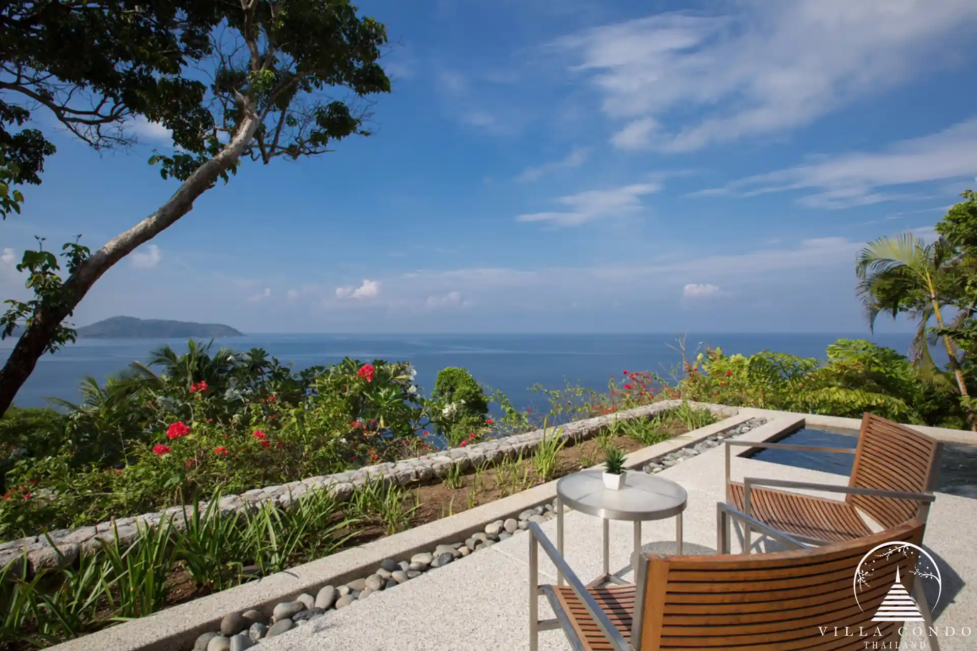 Balcony with sea view at Villa Hale Malia Kamala