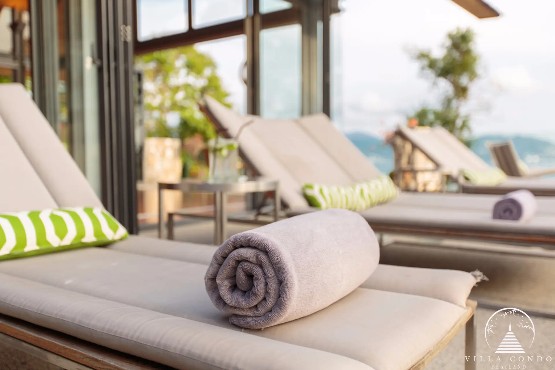 Private pool with sunbed at Villa Hale Malia Kamala