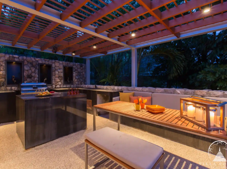 Outdoor barbecue area at Villa Hale Malia Kamala