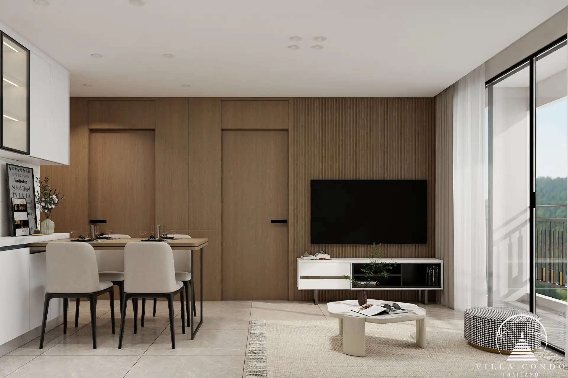Modern interior of a unit at Wyndham Fantasea Condo Chalong, featuring stylish furniture and spacious layout.