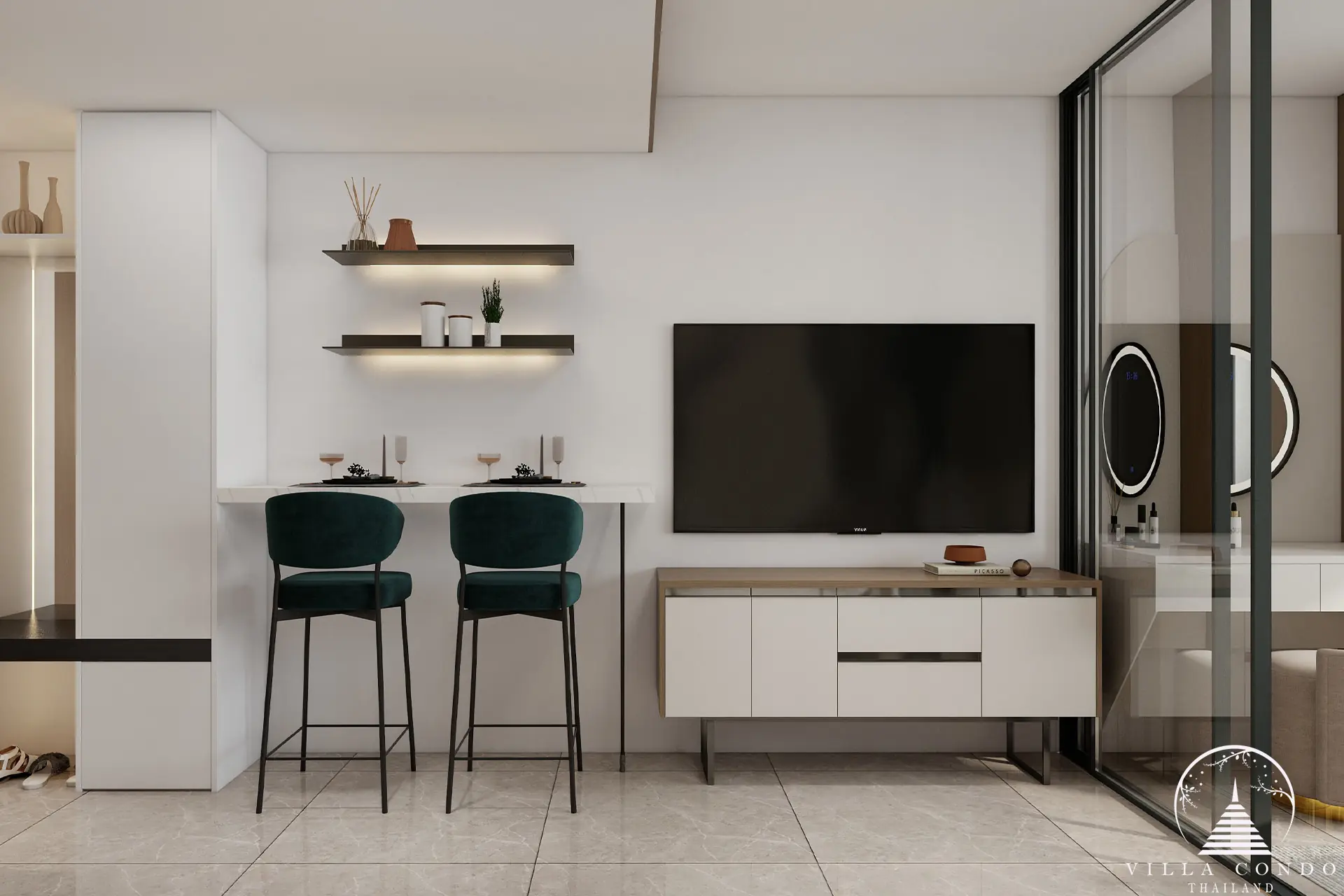 Modern interior of a unit at Wyndham Fantasea Condo Chalong, featuring stylish furniture and spacious layout.