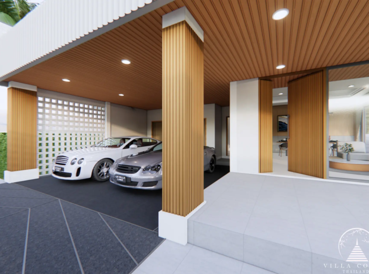 Private car park at Le Villa Lake Pool Villas.