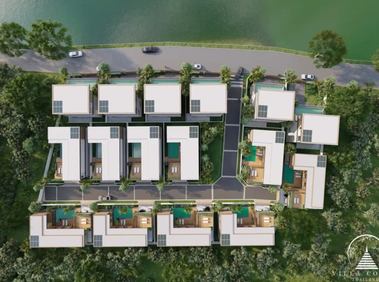 Bird's eye view of Le Villa Lake Pool Villas.