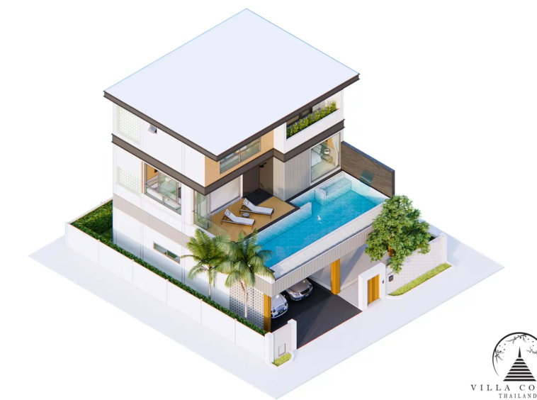 3D model of Type A villa at Le Villa Lake Pool Villas.