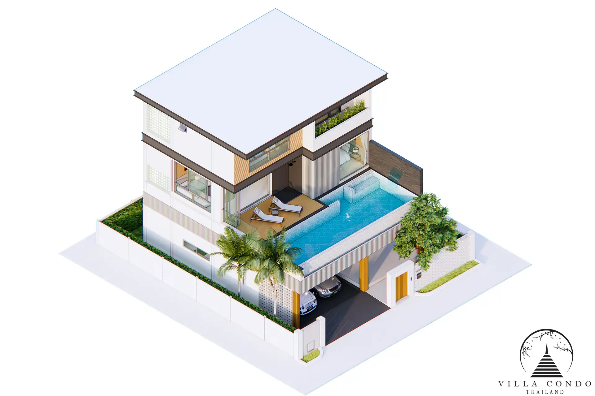 3D model of Type A villa at Le Villa Lake Pool Villas.