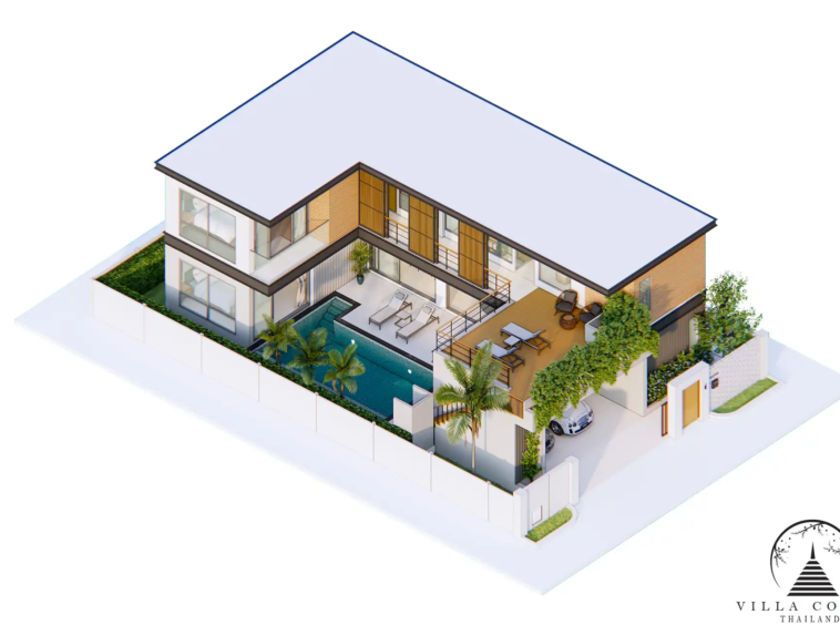 3D model of Type B villa at Le Villa Lake Pool Villas.