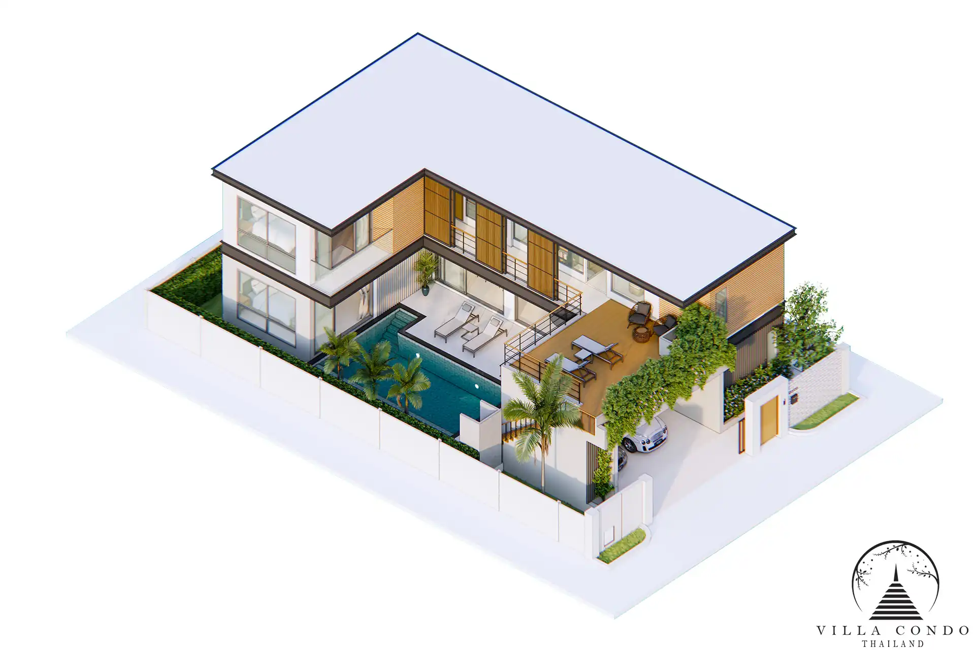 3D model of Type B villa at Le Villa Lake Pool Villas.