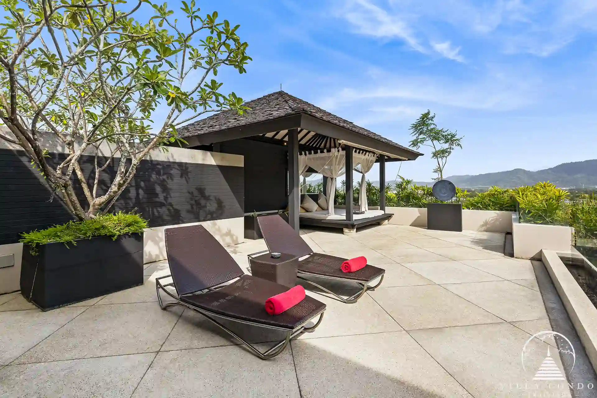 Outdoor area at Spa Pool Penthouse Layan Hills with lush gardens