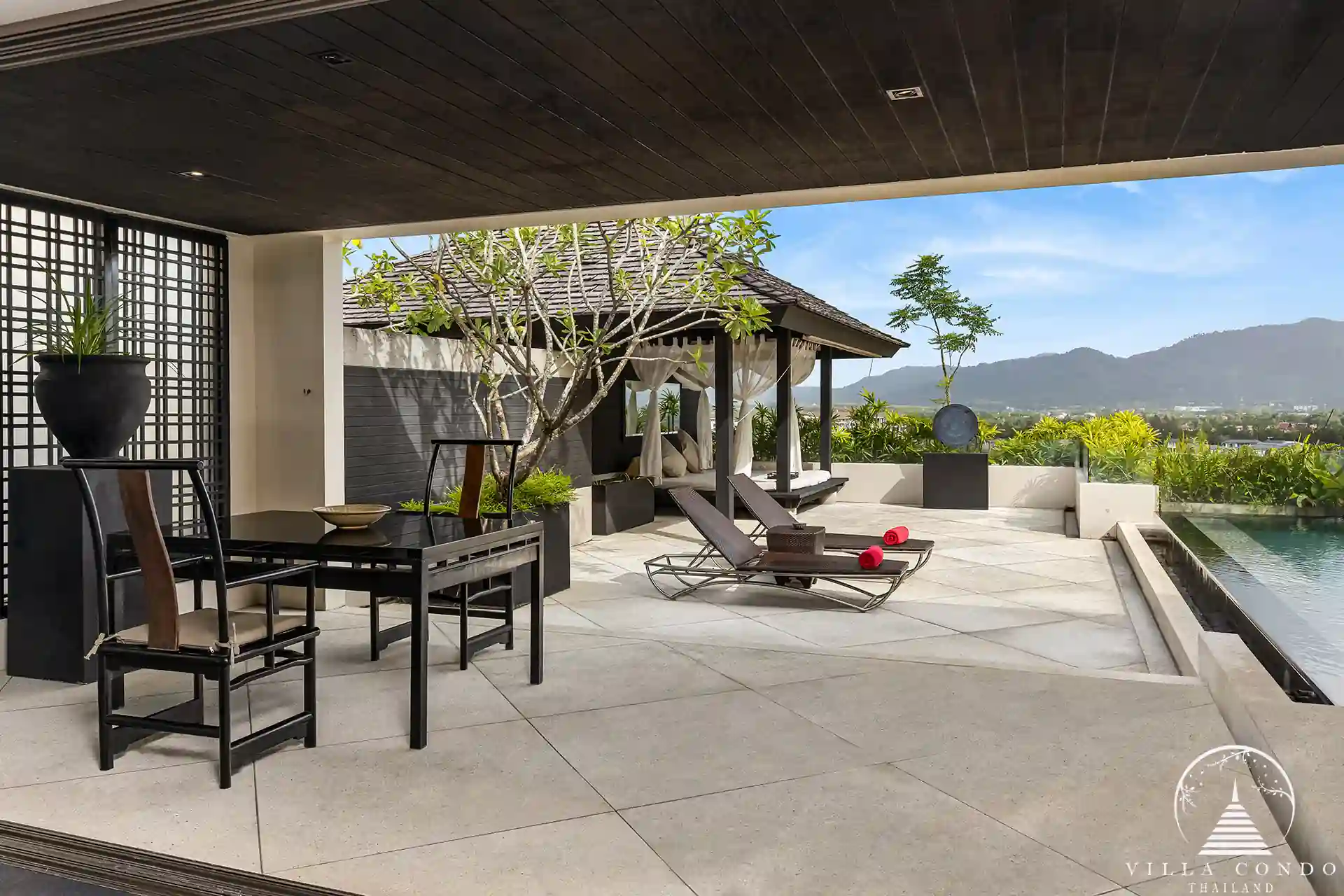 Outdoor area at Spa Pool Penthouse Layan Hills with lush gardens