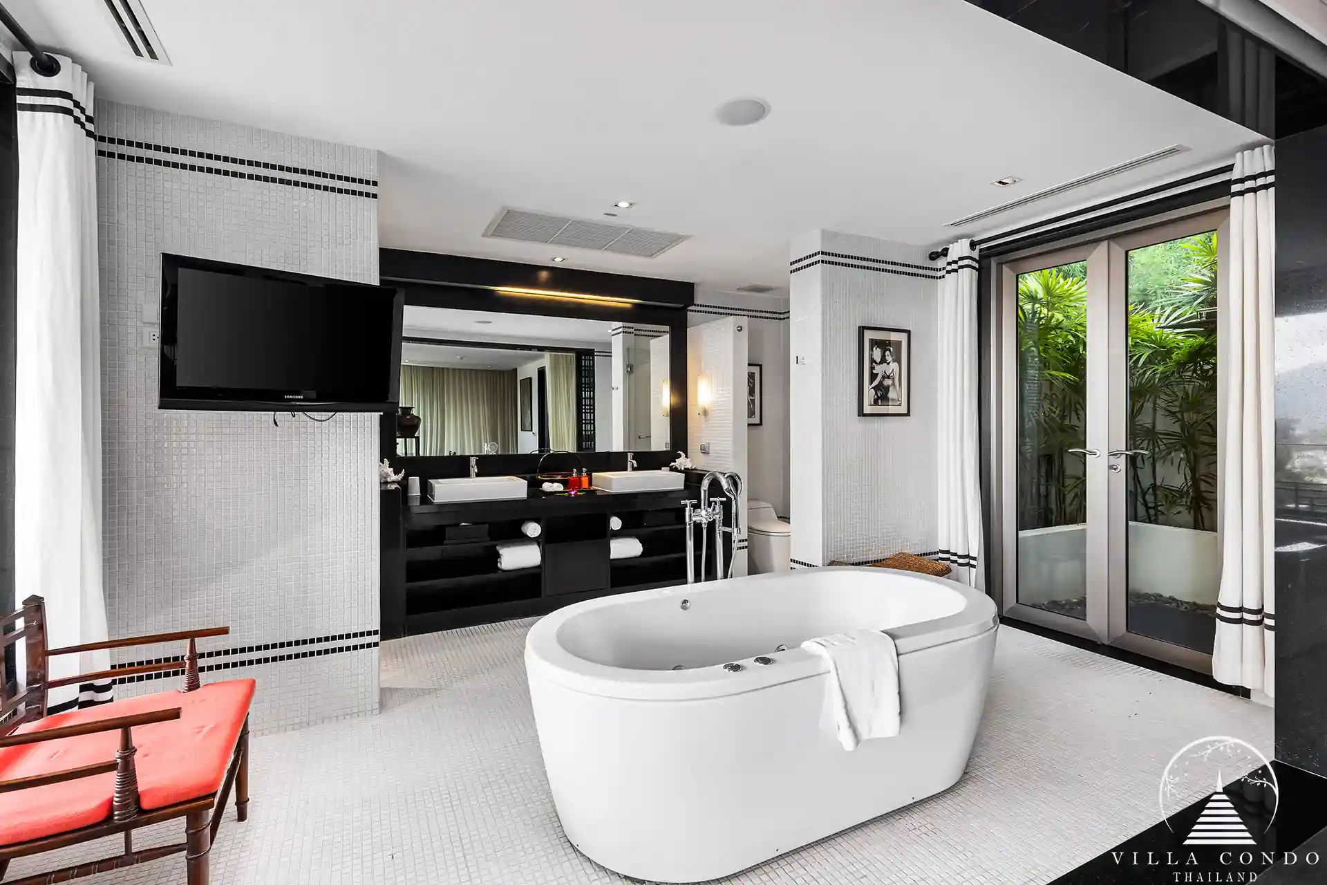 Luxurious bathroom at Spa Pool Penthouse Layan Hills with modern fittings